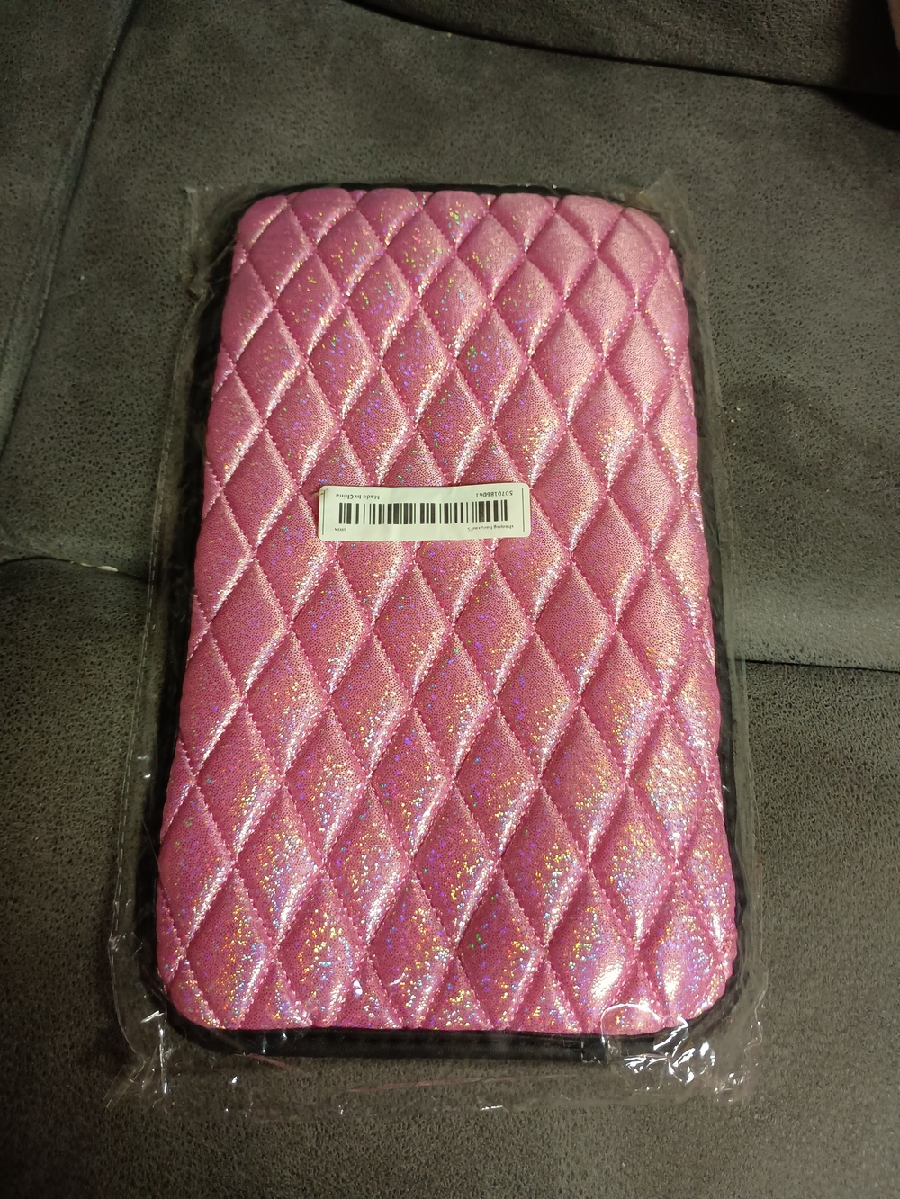 🛍️3/$10🛍️ Pink Diamond Quilted Glitter Car Armrest Padded Cover OS